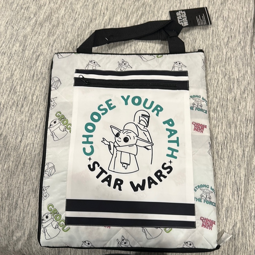 Star Wars The Mandalorian Picnic Blanket Tote " Choose your path " Grogu Disney.